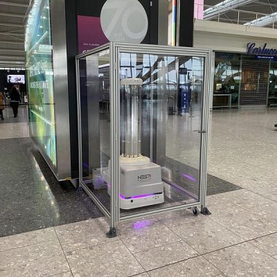 A UVD Robot from Blue Ocean Robotics at Heathrow Airport